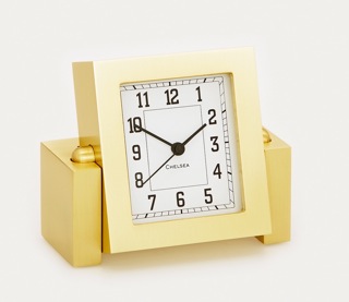 Rectangular Alarm Clock in Brushed Brass, $220