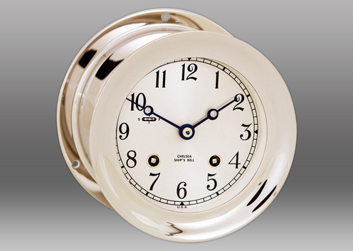 4.5 inch Chelsea Clock Ship's Bell Clock in Nickel