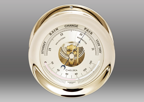 6 inch dial Chelsea Clock ship's bell barometer in nickel