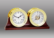 4.5 inch Chelsea Shipstrike clock and barometer on double base
